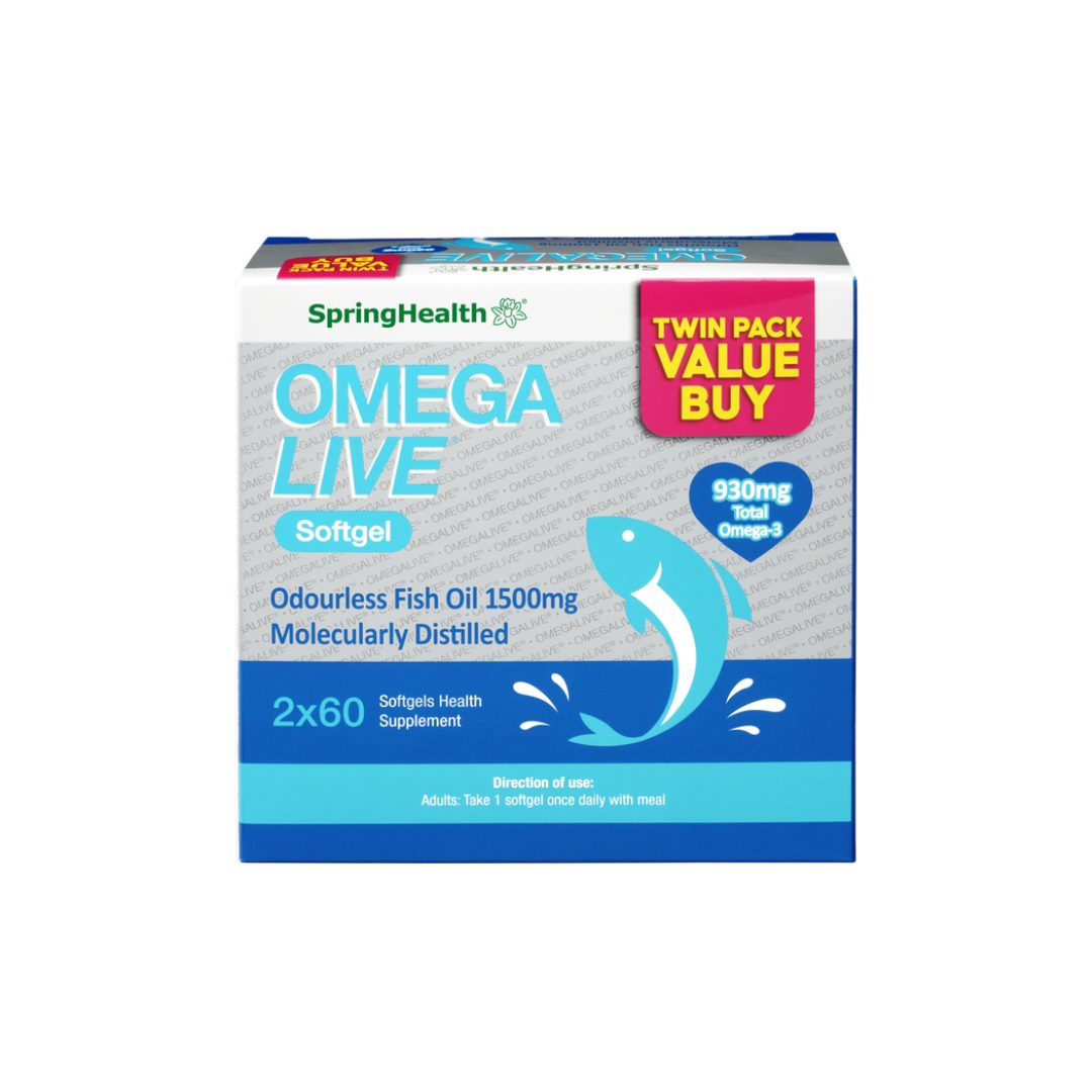 SpringHealth® Omegalive® Odourless Fish Oil 1500mg (2x60's)