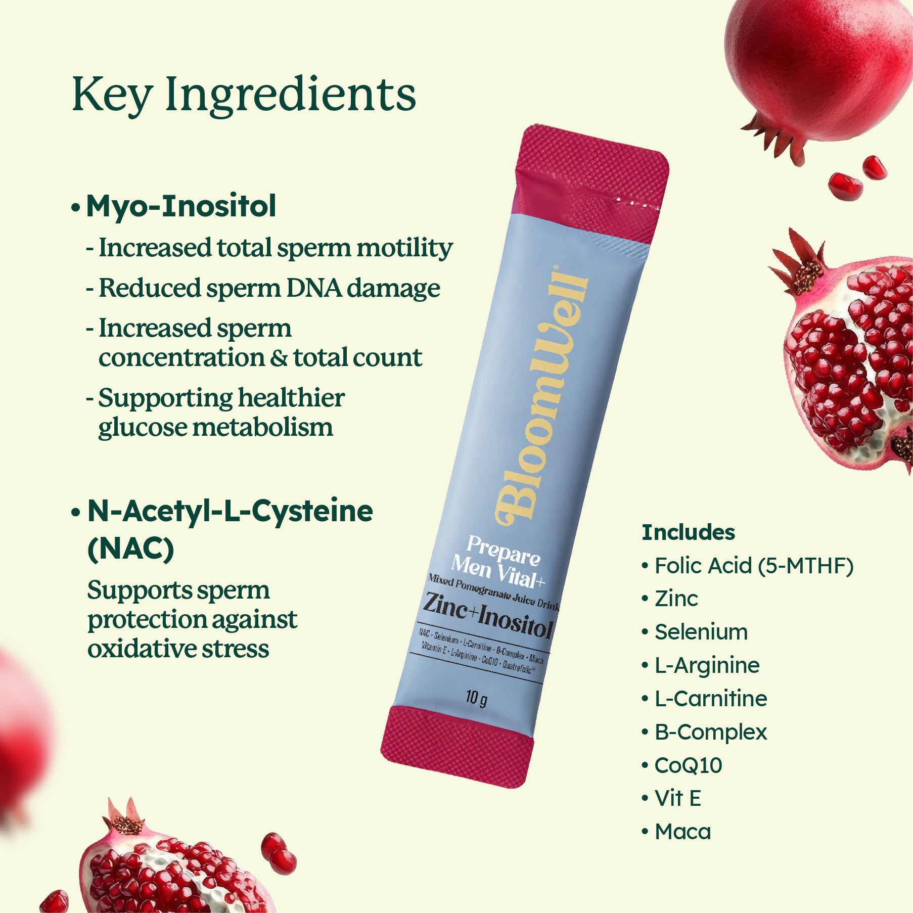 Prepare Men Vital + mixed Pomegranate Juice Drink Zinc + Inositol