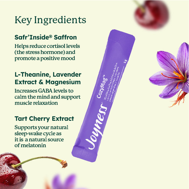 CozyMag Mixed Botanical Peach Drink with Saffron Extract, Lavender Extract, Tart Cherry Extract, Magnesium , L-Theanine