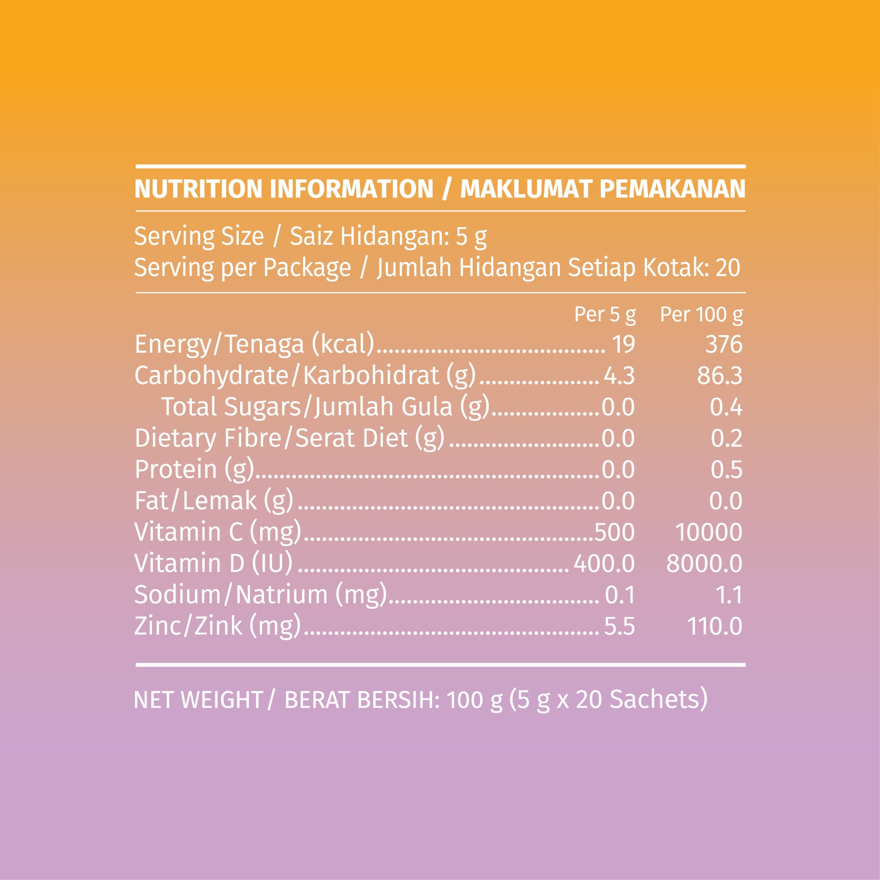 Enhan-C® Mixed Passion Fruit and Orange Juice Drink with Vitamin C, D and Zinc (20's)