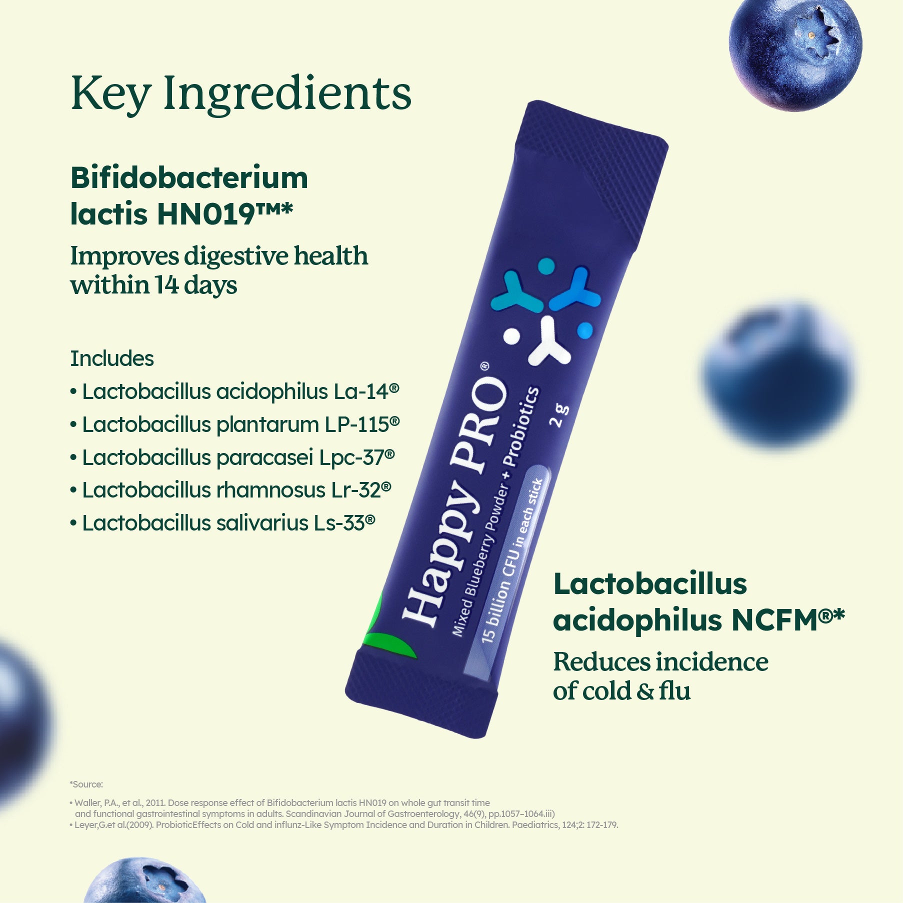 Happy PRO®  Mixed Blueberry Powder + Probiotics (30's)