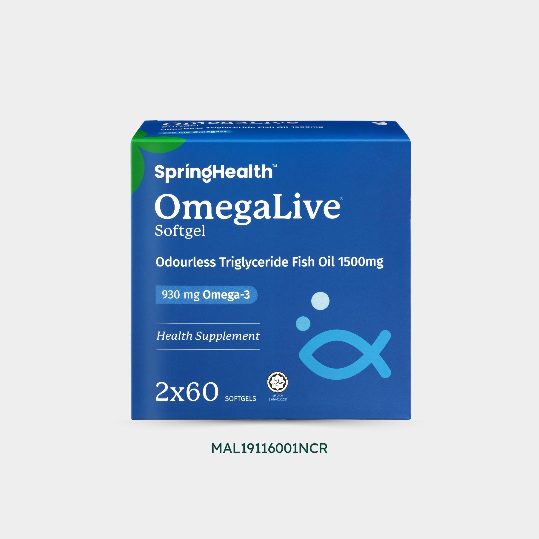 Omegalive® Odourless Fish Oil 1500mg (2x60's)