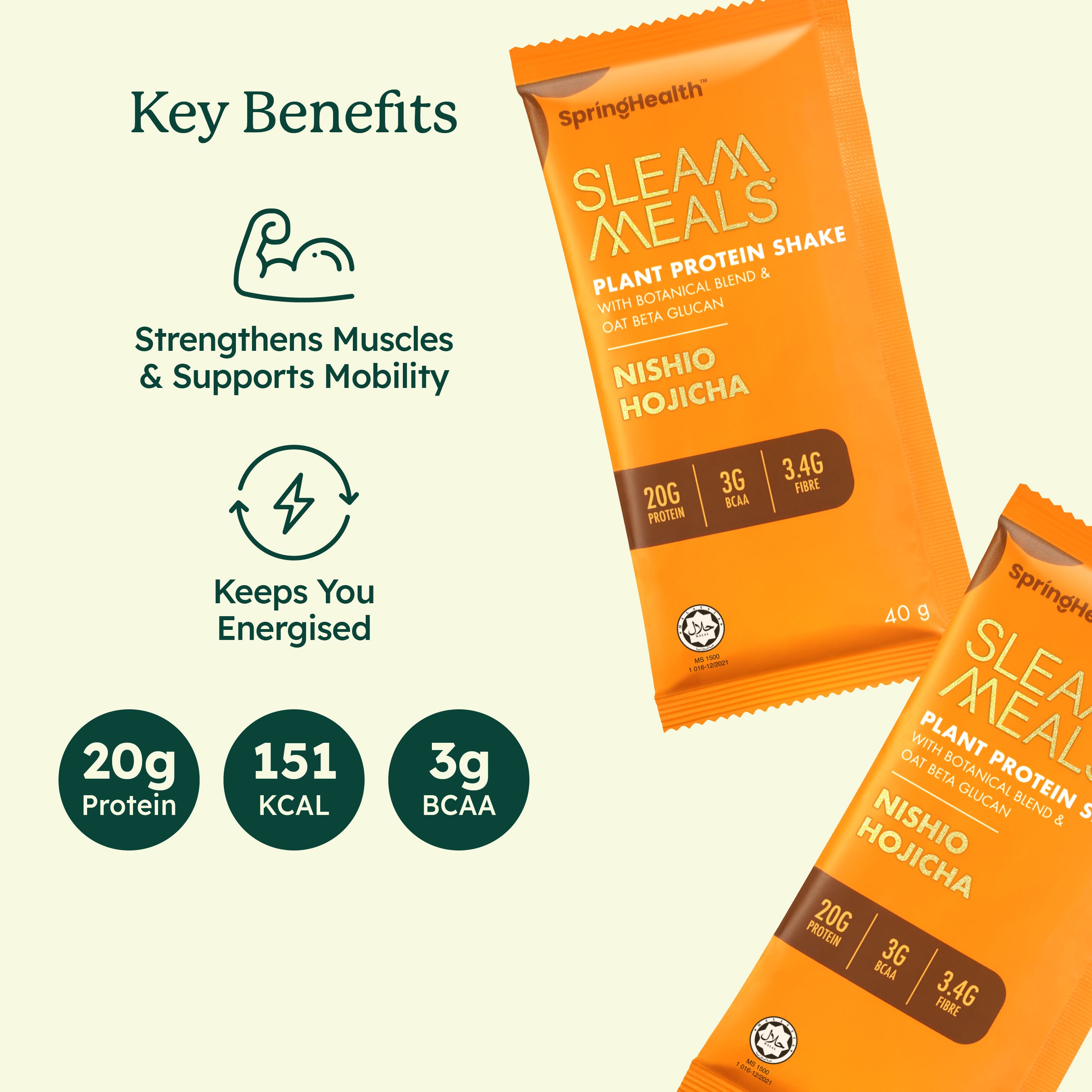 SleamMeals® Creamy Nishio Hojicha Plant Protein Shake (15'S)