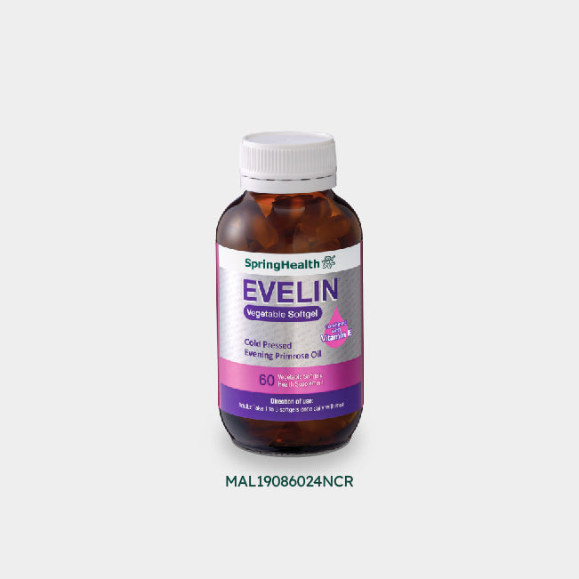 EVELIN® Vegetable Softgel Evening Primrose Oil with Vitamin E (60 Capsules)