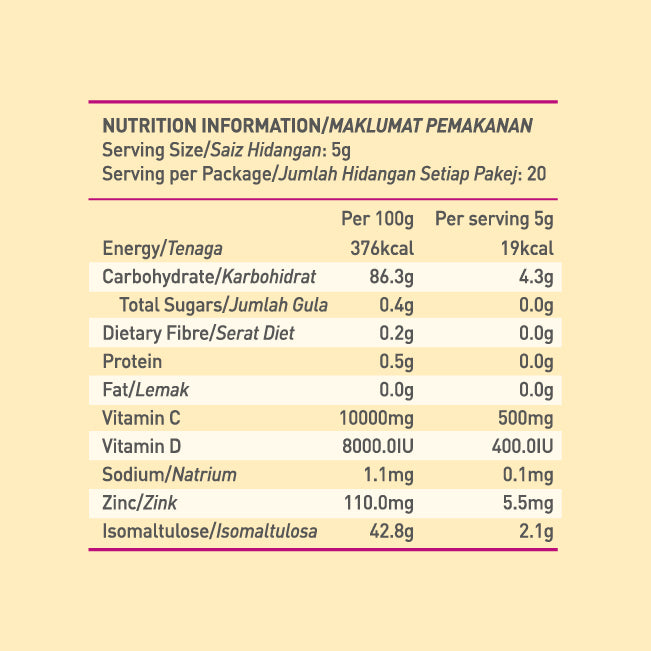 Enhan-C® Mixed Passion Fruit and Orange Juice Drink with Vitamin C, D and Zinc (20's)