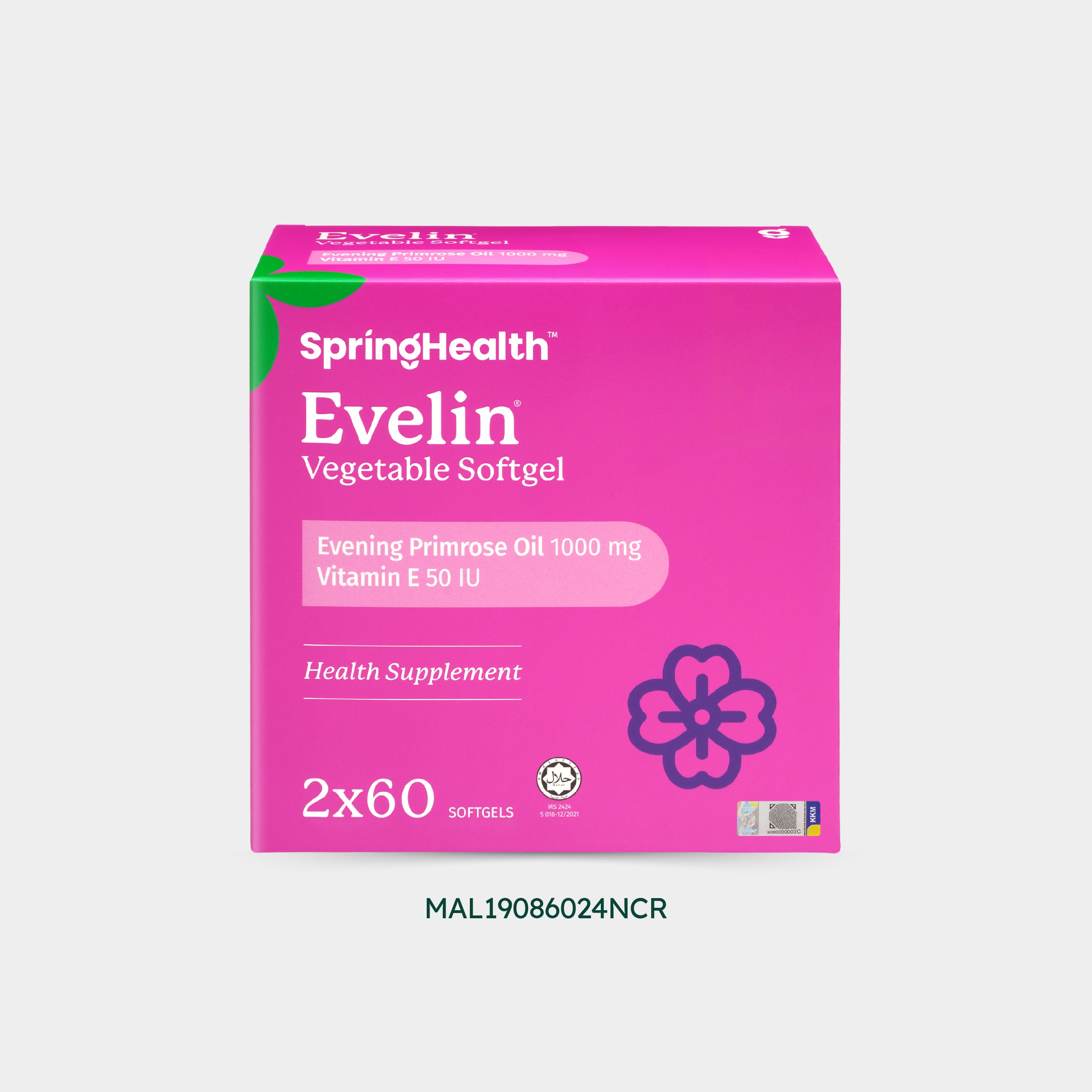 EVELIN® Vegetable Softgel Evening Primrose Oil with Vitamin E Twin Pack (2x60)
