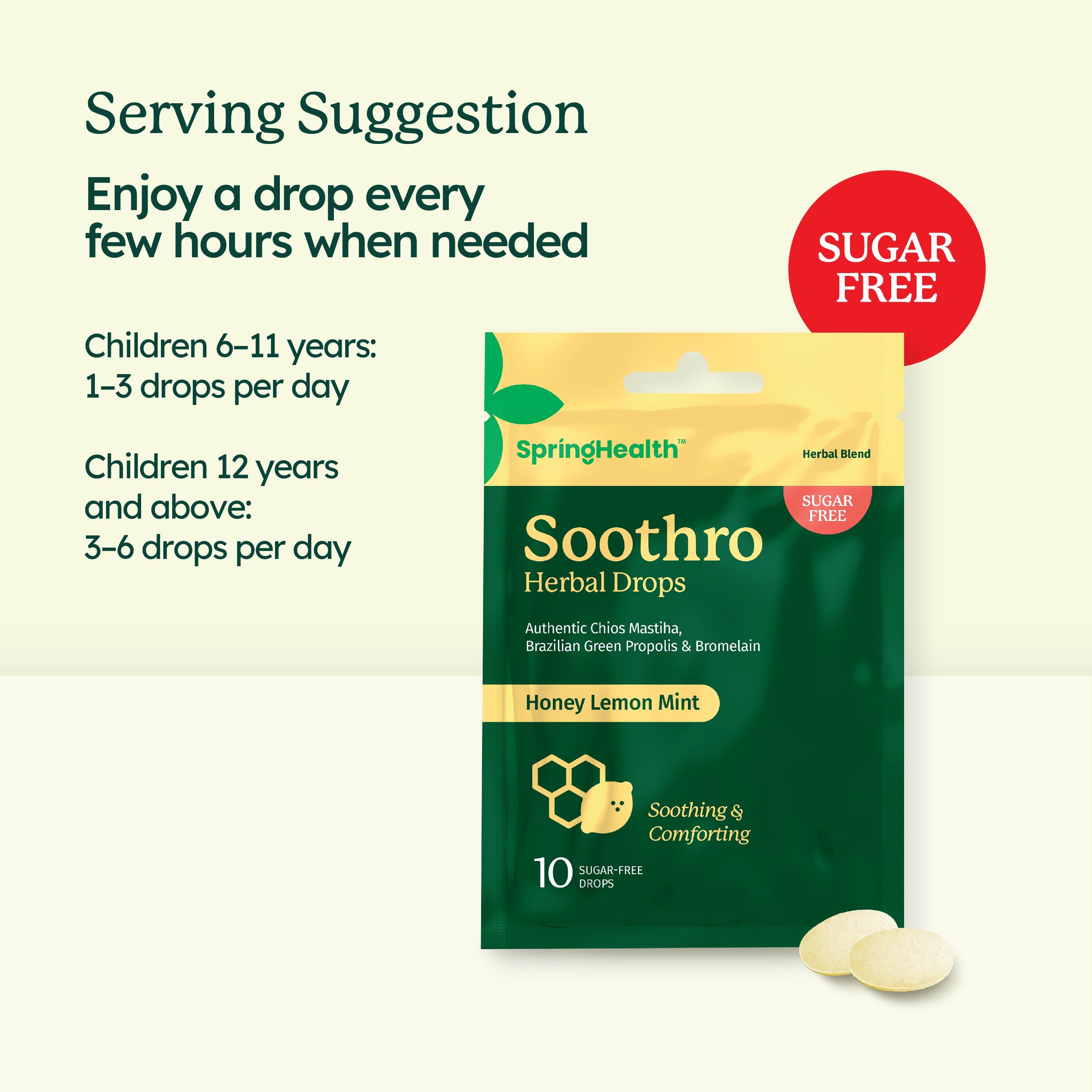 Soothro Herbal Drops - Honey Lemon Mint Flavour (10's)