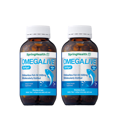 SpringHealth® Omegalive® Odourless Fish Oil 1500mg (2x60's)